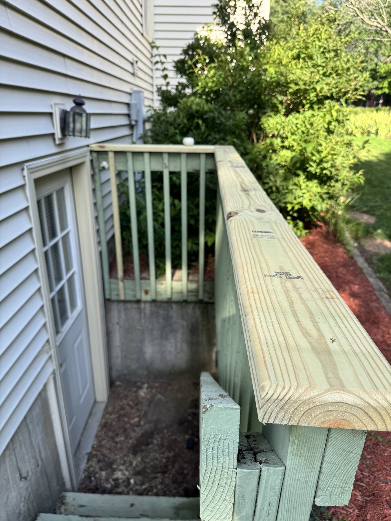 Repaired deck railing