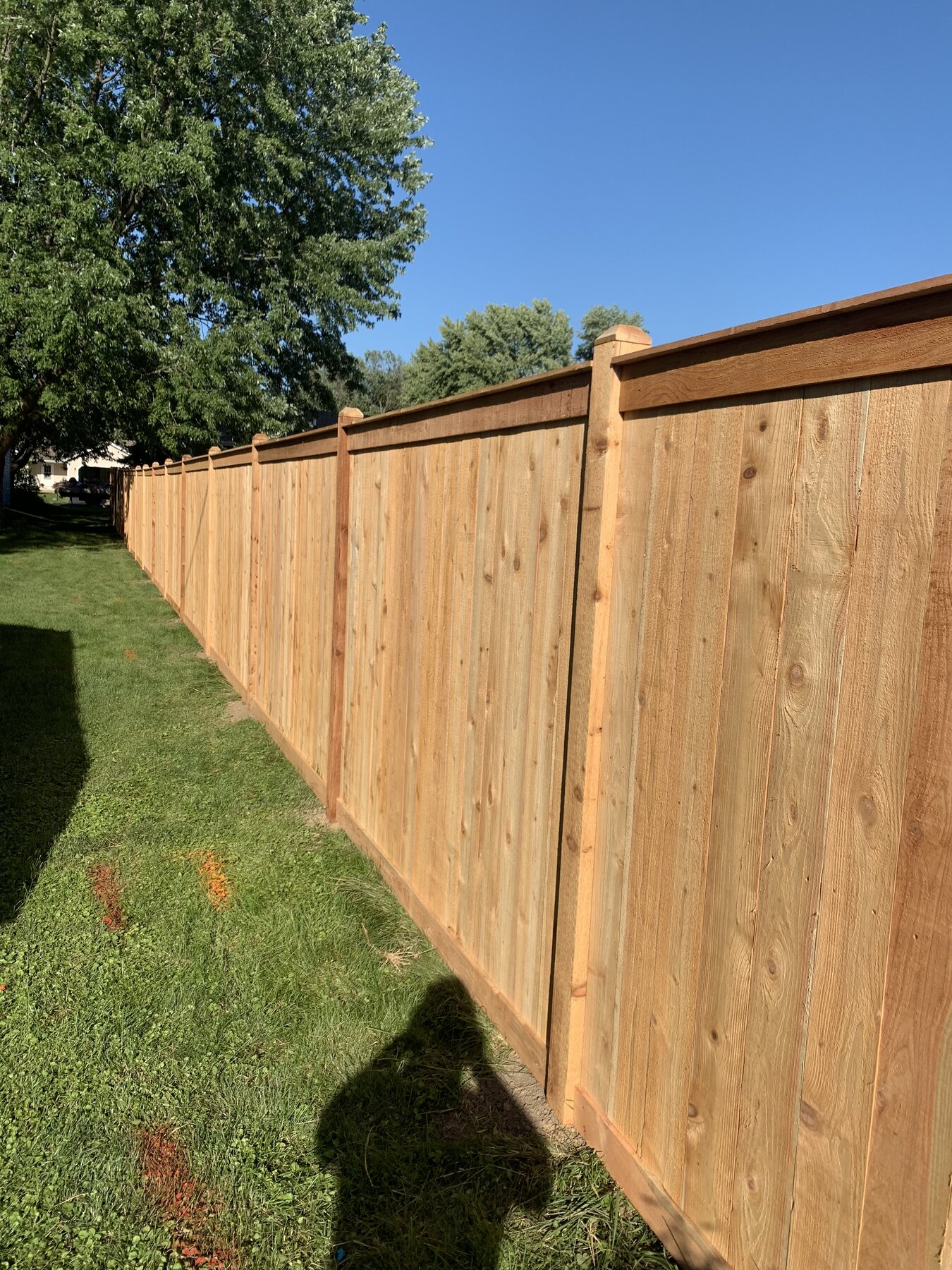 Installed wood privacy fence