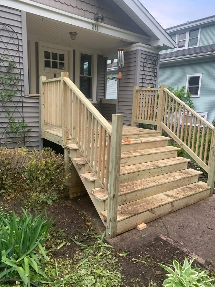Rebuilt exterior porch stairs